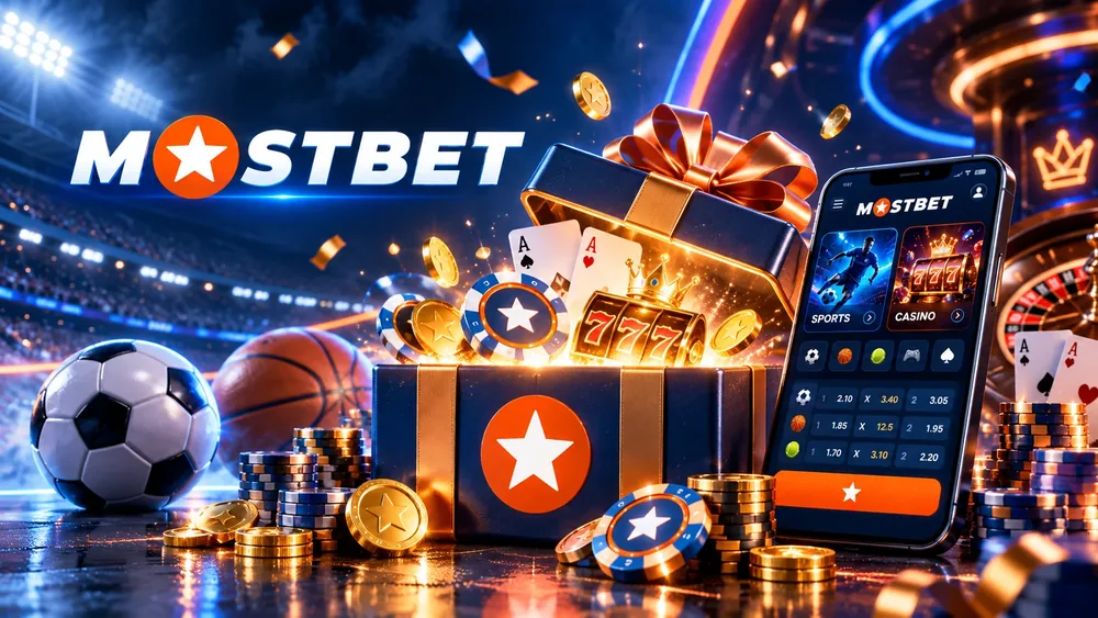 Mostbet sports betting and casino promotional artwork